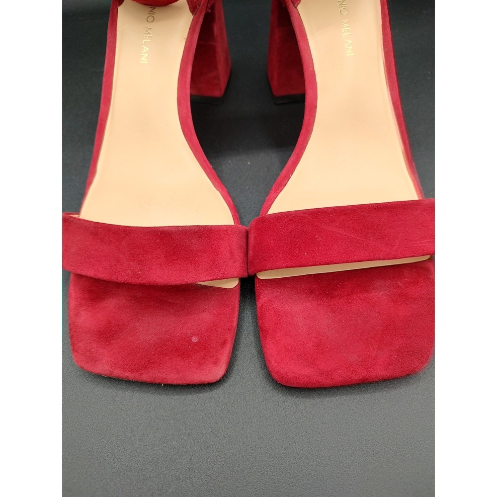 Antonio Melani Red Suede Block Heel Ankle Strap Sandals Women's Size 9.5M - Picture 7 of 11